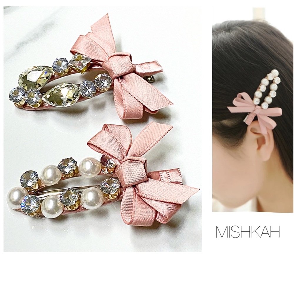 Just In🎉2pcs Handmade Ribbon Rhinestone Hairpins